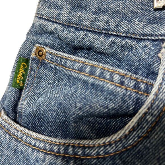 Cabelas Womens 20 Reg Blue Denim Jeans Plaid Flannel Lining Relaxed Fit Zip Fly - Picture 6 of 14